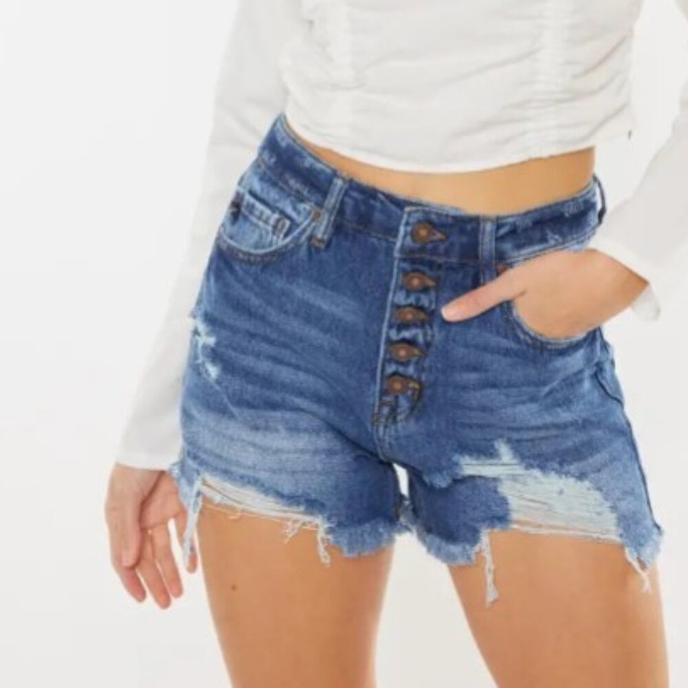 Women's Blue Distressed Jean Shorts
